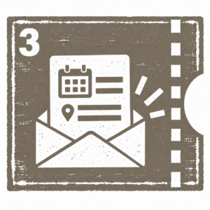 A smarter model for capability building. 3 A grey woodcut-style pictograph depicts the third step of the direct access model of profisaison: a received invoice and a calendar invitation.